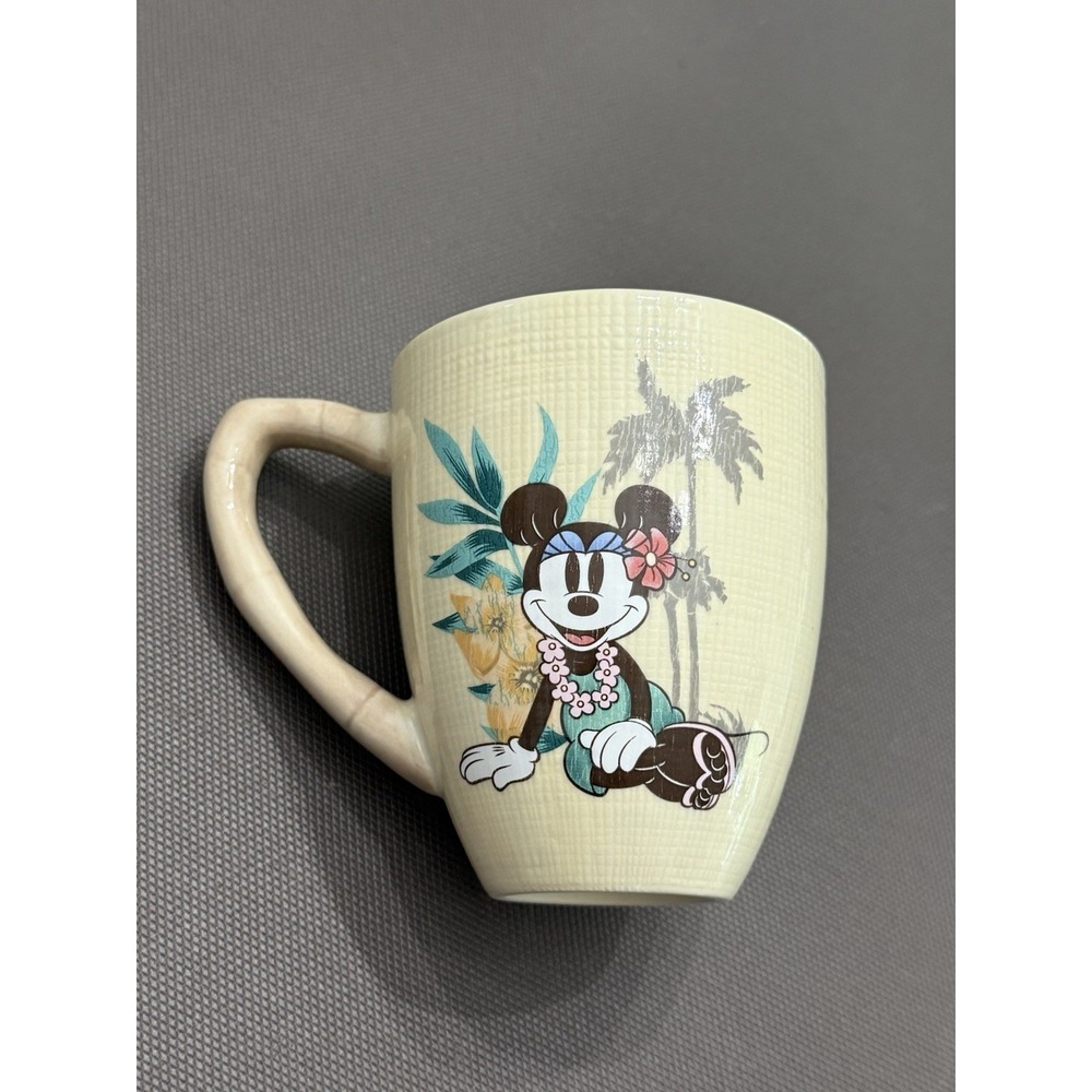 Disney Mickey & Minnie Mouse Tropical Beach Coffee Mug Textured 2000s